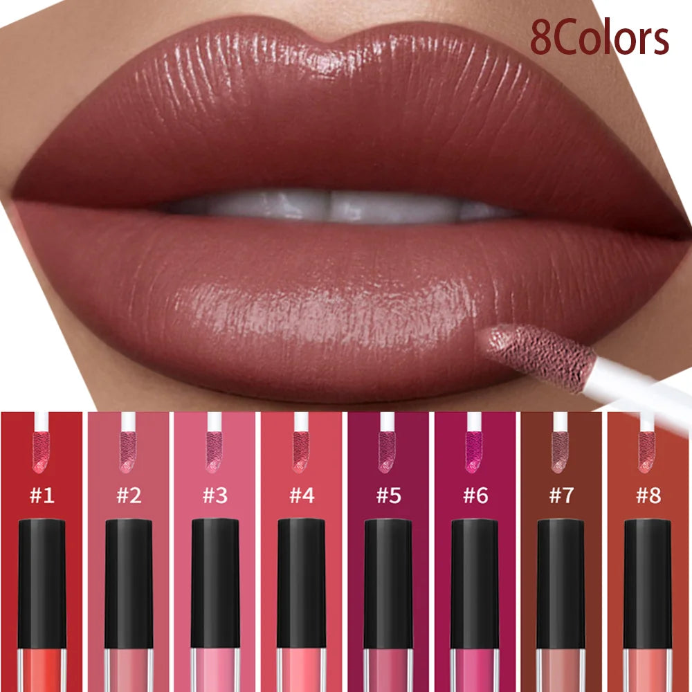 Waterproof Liquid Lipstick 8 Color Vitamin E Makeup Sets Lip Glosses Lip Plumpers Lip Cream Valentine's Day Gifts HIP
