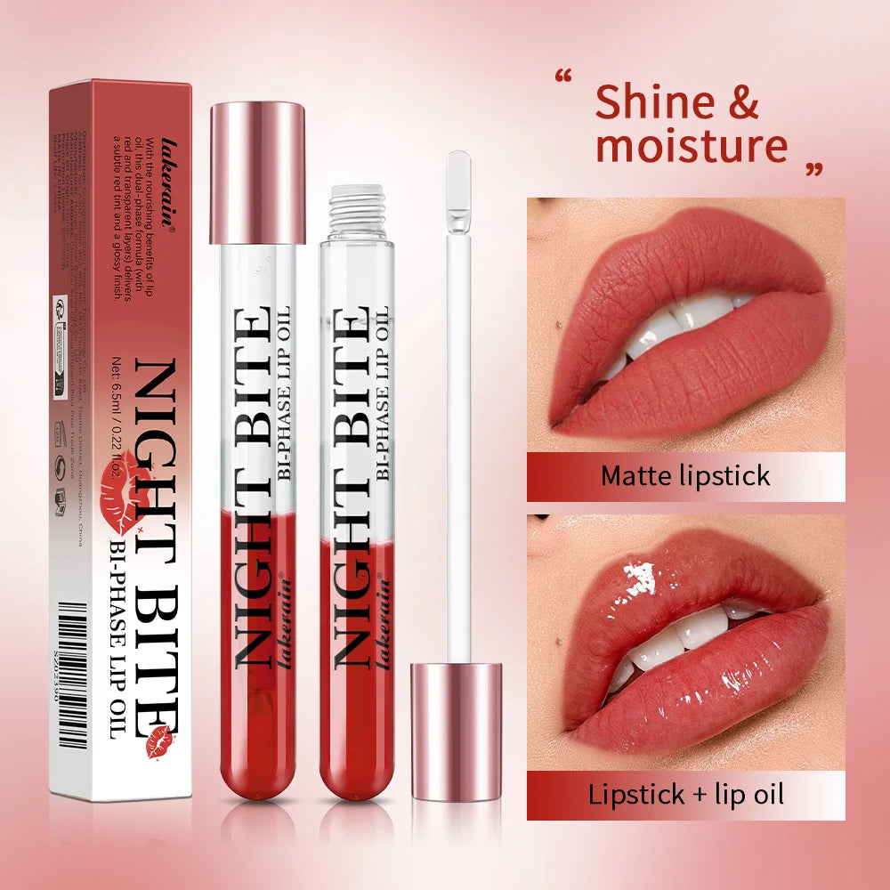 Lip Oil Moisturizing Long-Lasting Nourishing Reduce Dryness Night Bite Bi-Phase Remove Dead Skin Colorless Nature Care Lips HIP