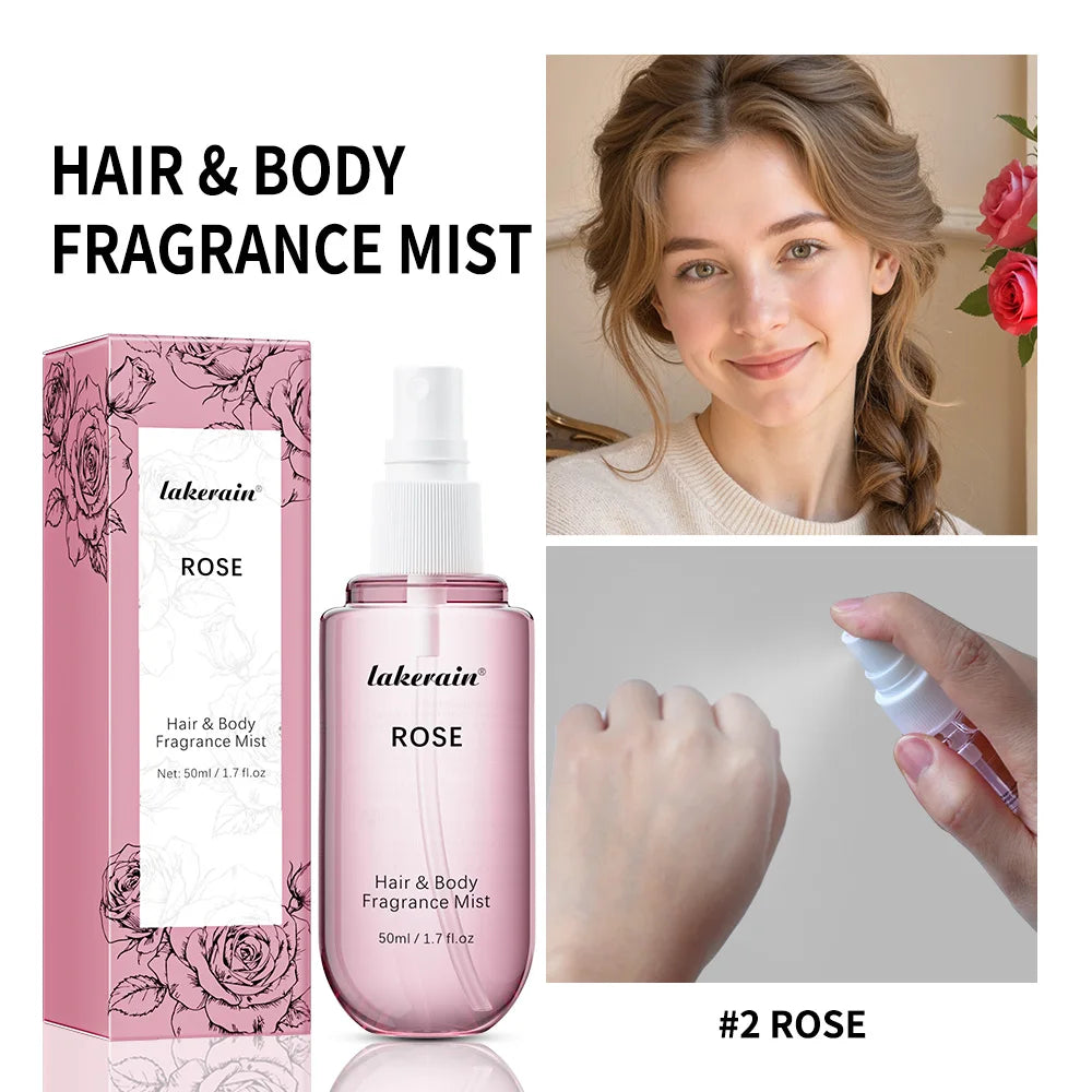 50ml Vanilla Rose Fragrance Spray Hair & Body Fragrance Mist Fresh Long Lasting Fragrance Perfume Travel Size Freshener Spray HIP 1pc Rose