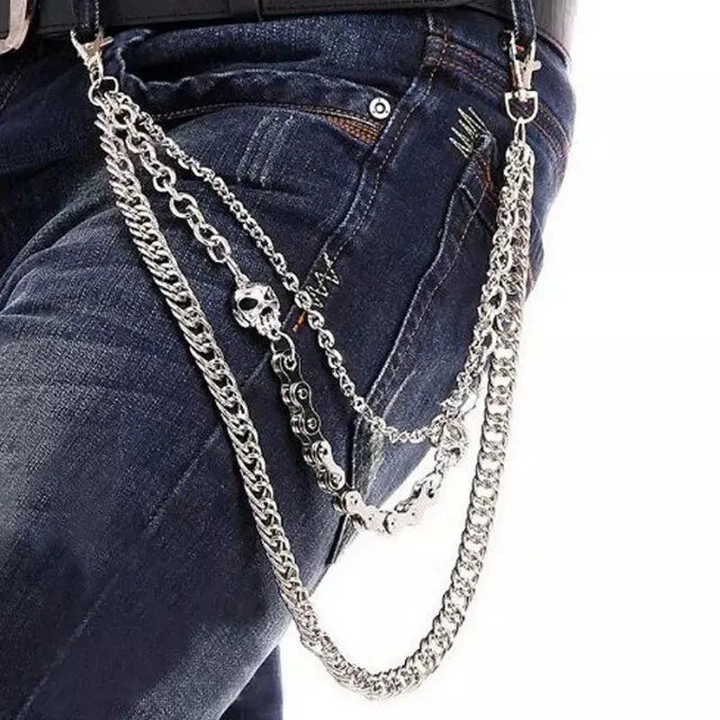 Punk Silver Metal Waist Chain Belt for Men – Rock Hip-Hop Waist Chain Belt HIP