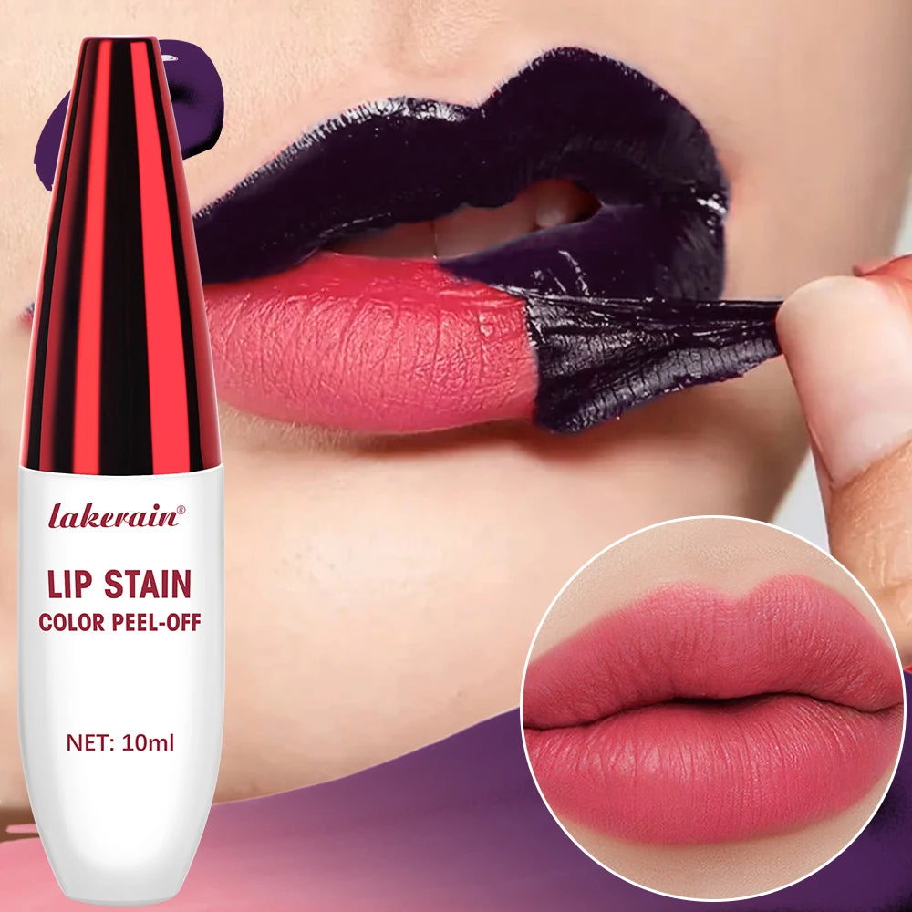 Tattoo Lip Gloss Peel-Off 10g Long-Lasting Moisturizing Liquid Lipstick Waterproof Cup Stain-Free Glossy Finish Nourishing HIP