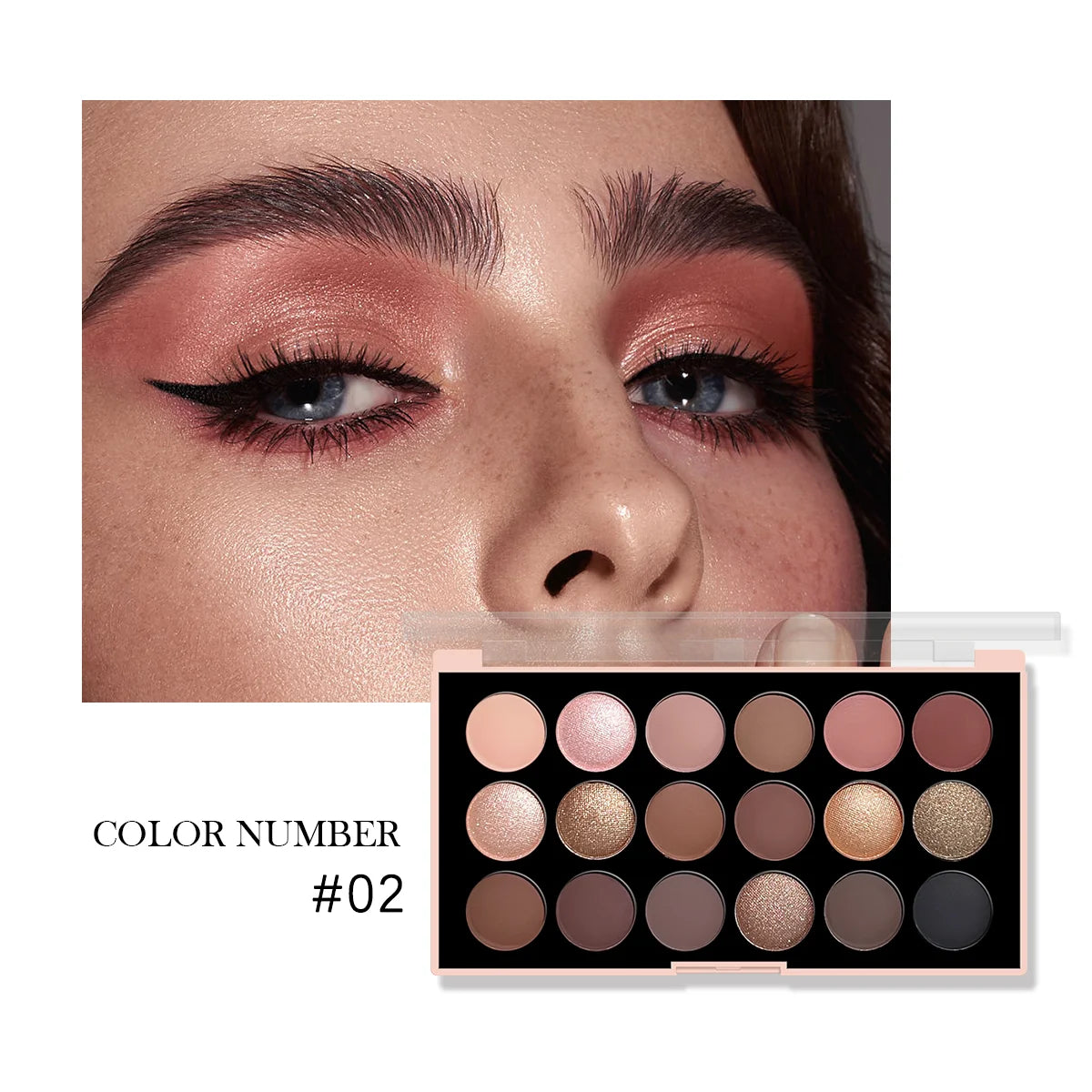 18-Color Eyeshadow Palette – Matte, Shimmer & Glitter Eyeshadow Palette HIP E1923-02