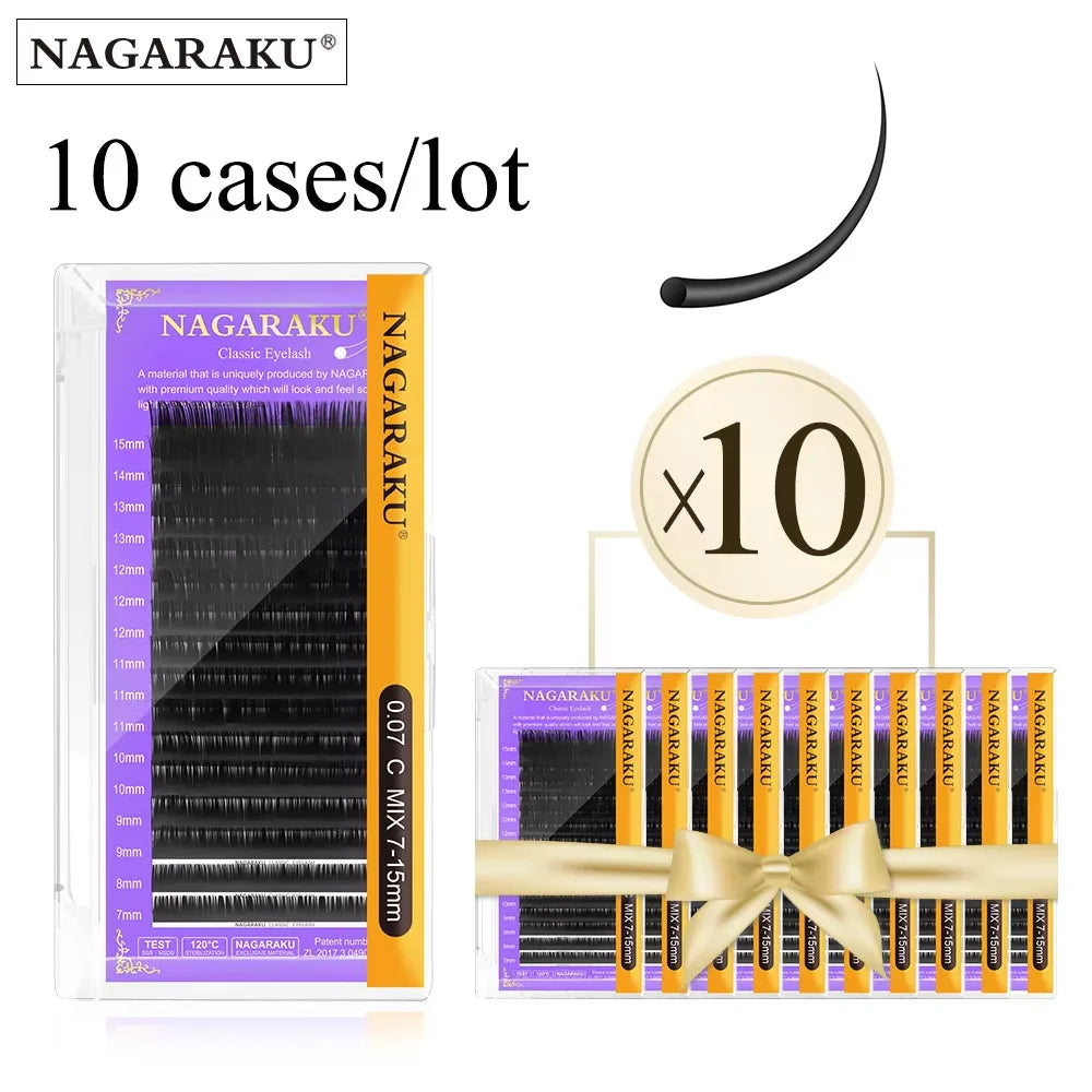 NAGARAKU Eyelashes Makeup Mink Eyelashes Individual Eyelash Natural Soft Lashes High Quality Magnetic Eyelashes Premium Mink HIP C 0.20mm 11mm x 10 trays