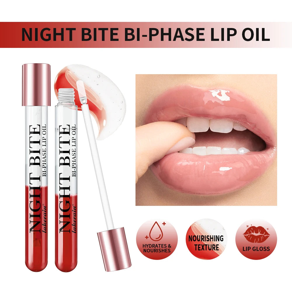 Lip Oil Moisturizing Long-Lasting Nourishing Reduce Dryness Night Bite Bi-Phase Remove Dead Skin Colorless Nature Care Lips HIP