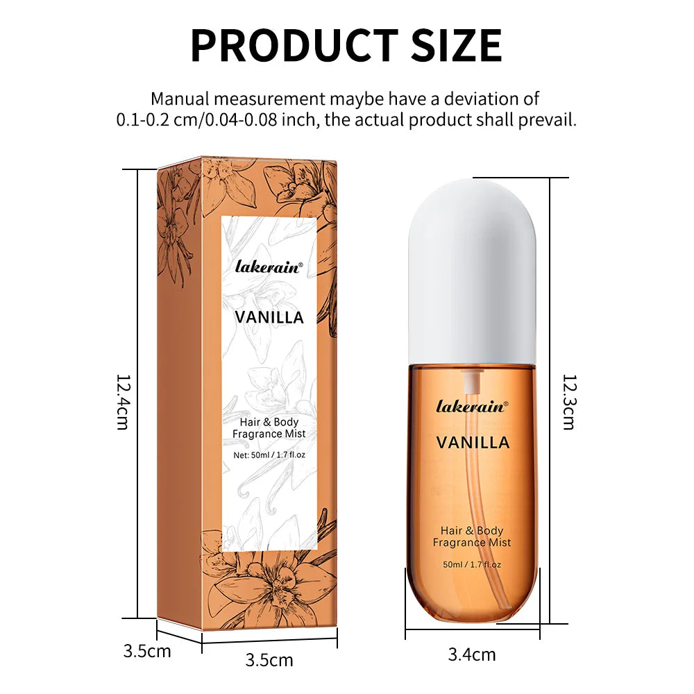 50ml Vanilla Rose Fragrance Spray Hair & Body Fragrance Mist Fresh Long Lasting Fragrance Perfume Travel Size Freshener Spray HIP