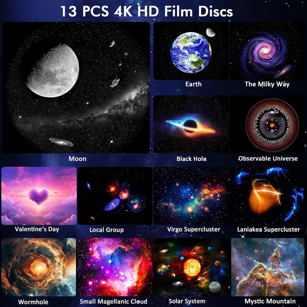 13-in-1 Star Projector Pro 360° Rotating HD Galaxy Projector Pro, with Remote Control White Noise Function, Bluetooth Speaker HIP