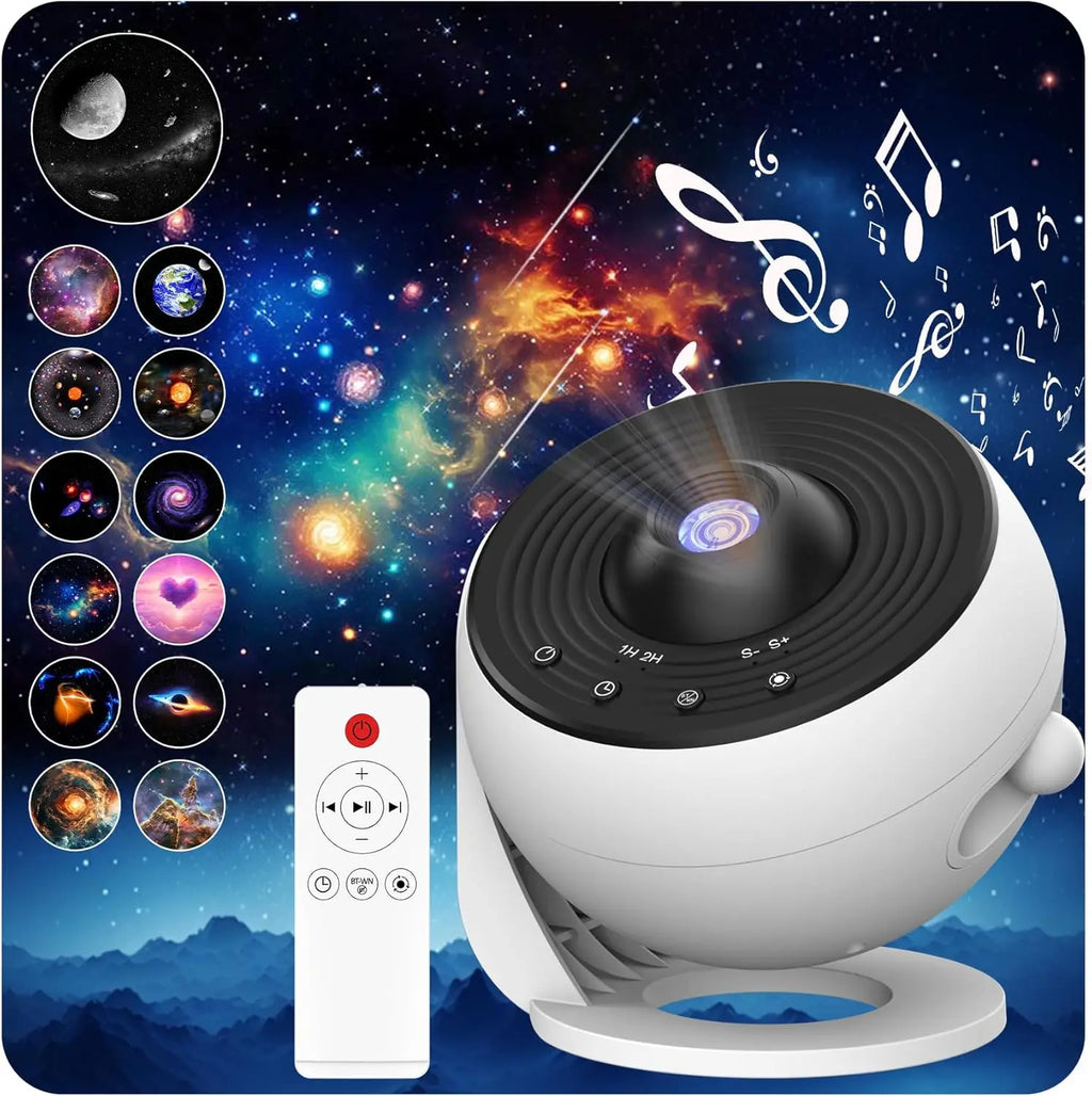 13-in-1 Star Projector Pro 360° Rotating HD Galaxy Projector Pro, with Remote Control White Noise Function, Bluetooth Speaker HIP