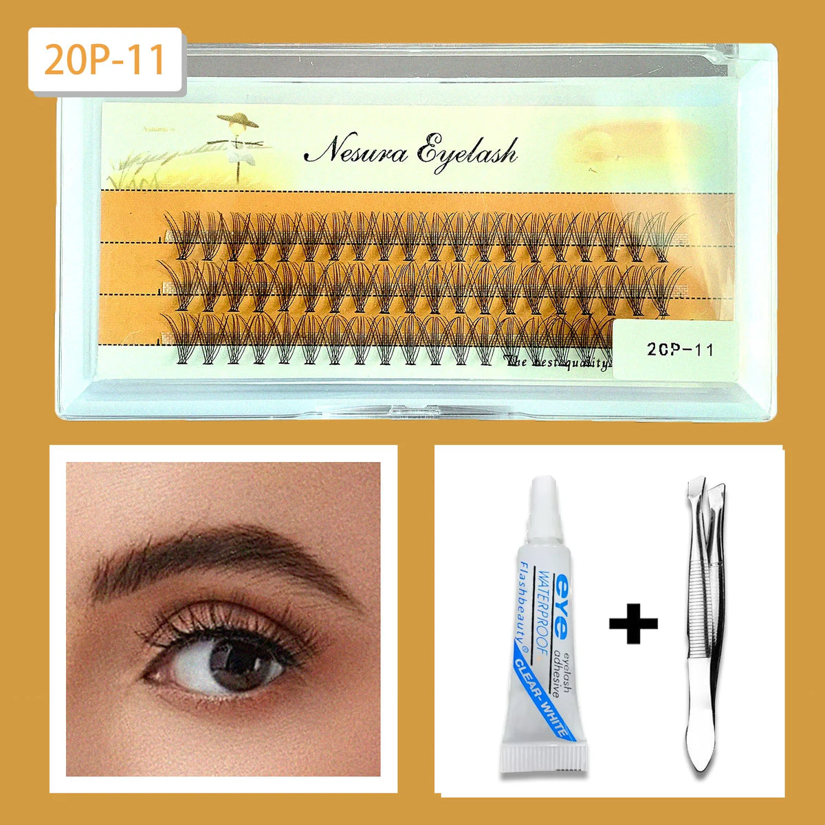 3D Cluster Lashes 20D/30D/40D DIY False Eyelashes 60 Pcs DIY Cluster Lashes HIP 20P-11 combo