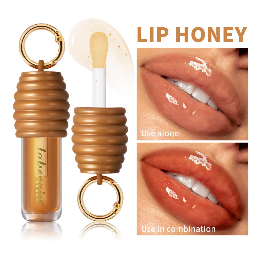 Lip Honey Lip Oil Lip Plumper Hydration Long Lasting Moisturizing Smooth Nourishing Non Sticky Bag Clip Ring Cosmetics Lip Balm HIP