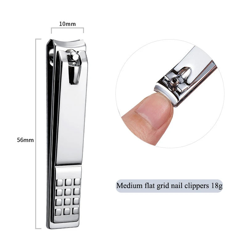 Professional Stainless Steel Nail Clipper Travel Fingernail Cutting Trimmer Machine Toenail Scissors Nipper Plier Pedicure Tool HIP 05Medium Flat Grid