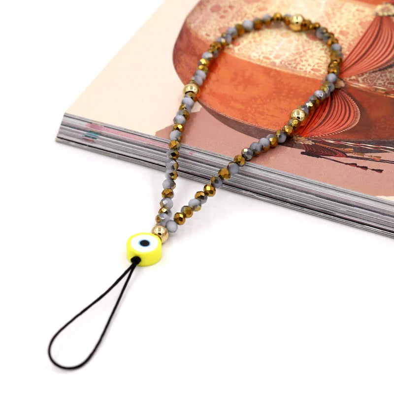 Fashion Jewelry Wholesale Phone Chain Multicolor Crystal Evil Eye Phone Charm Lanyard Strap for Phone Decoration Accessories HIP A004d