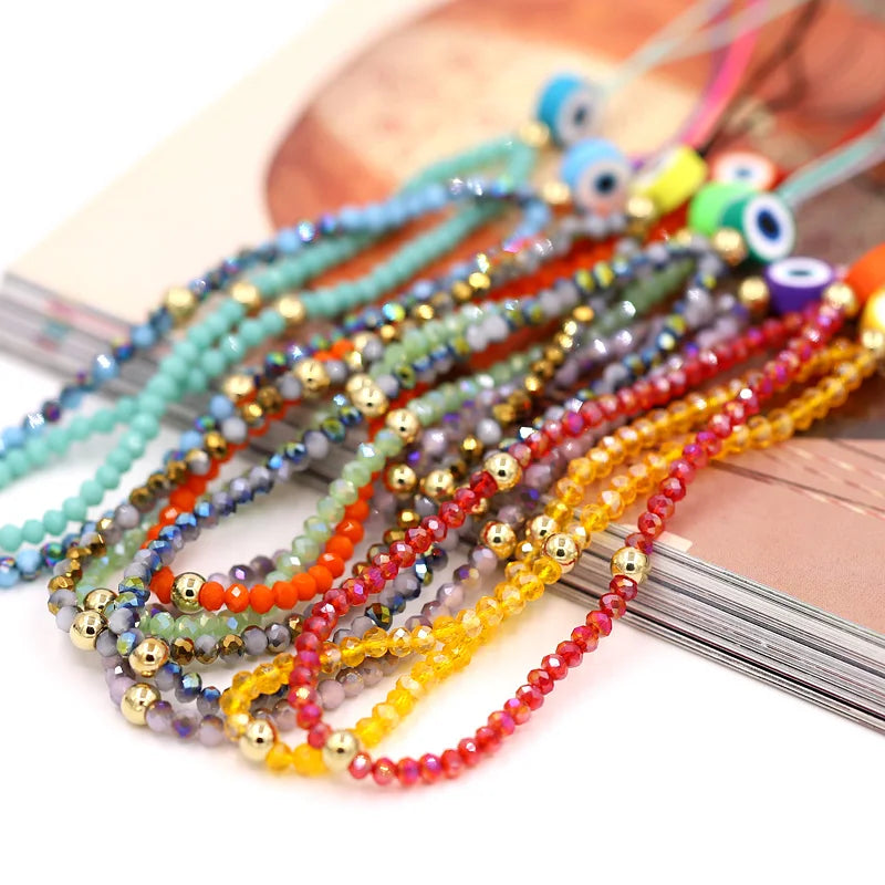 Fashion Jewelry Wholesale Phone Chain Multicolor Crystal Evil Eye Phone Charm Lanyard Strap for Phone Decoration Accessories HIP
