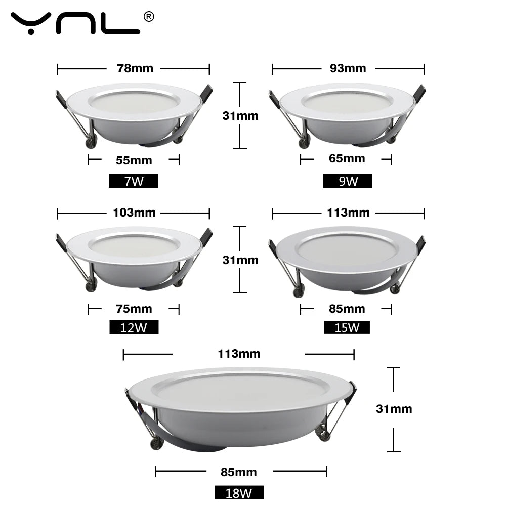 10-Pack LED Recessed Downlights 220V 7W–18W Round Spot Lamps LED Recessed Downlight HIP