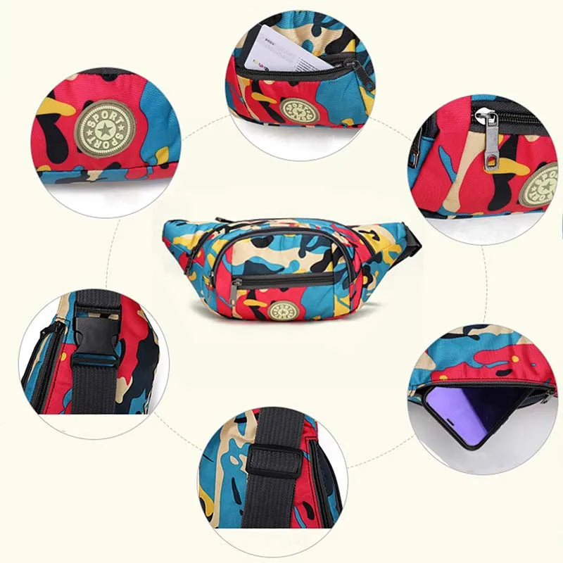 Camouflage Waist Bag – Unisex Nylon Banana Fanny Pack Waist Pack Bag HIP