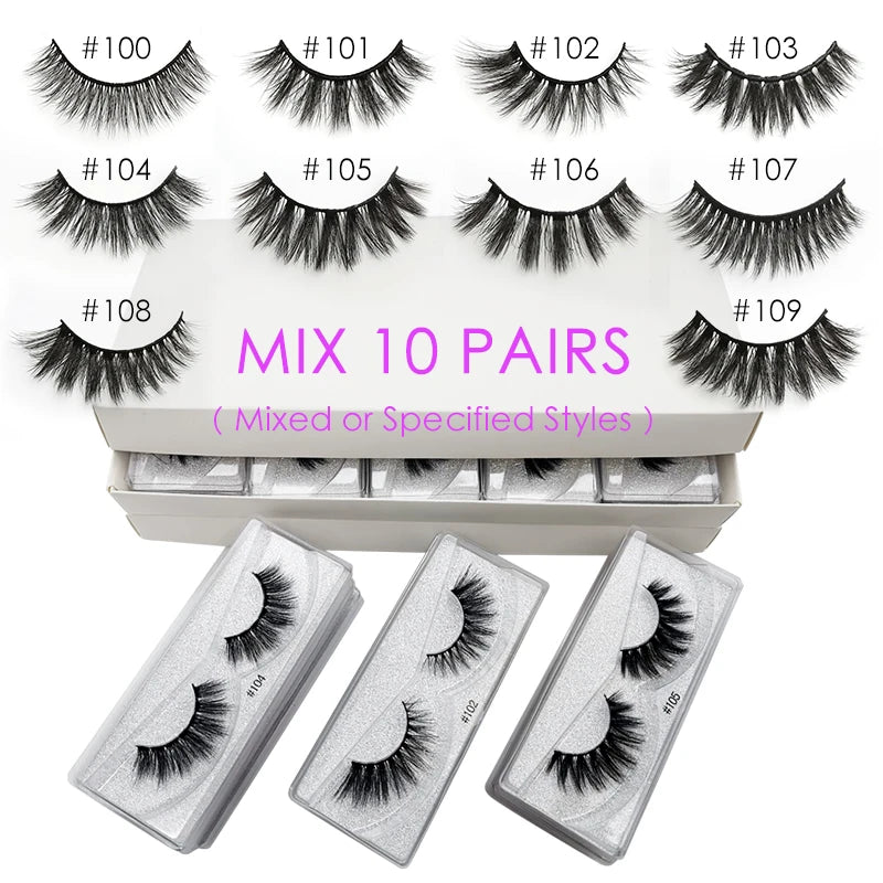 Faux 3D Mink Lashes Wholesale 10/20/30/40/50/100 Pairs Eyelash Makeup Fluffy Thick False Eyelashes In Bulk Cilios Natural Lashes HIP 10pairs-10S EYELASHES