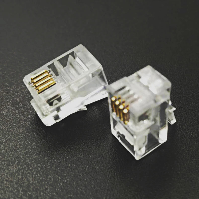 4P4C RJ9 Gold-Plated Telephone Handset Connectors – 50 or 100 Pack Telephone Connectors HIP
