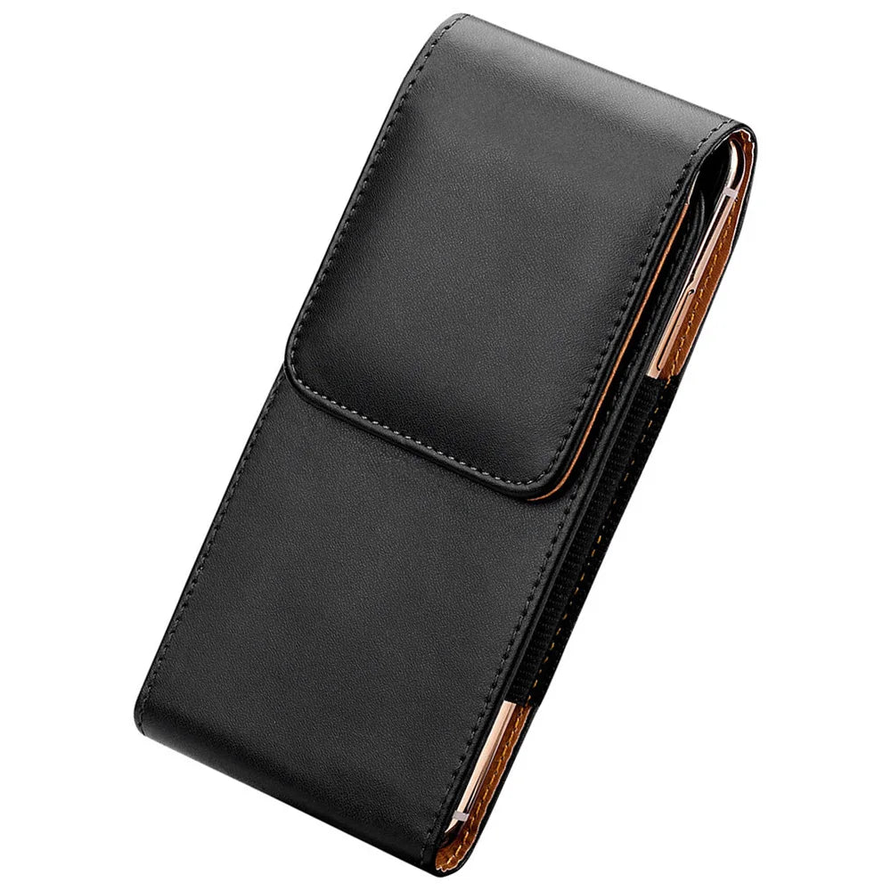 Universal Leather Belt Clip Phone Pouch – 3.5" to 6.3" Phone Belt Holster HIP