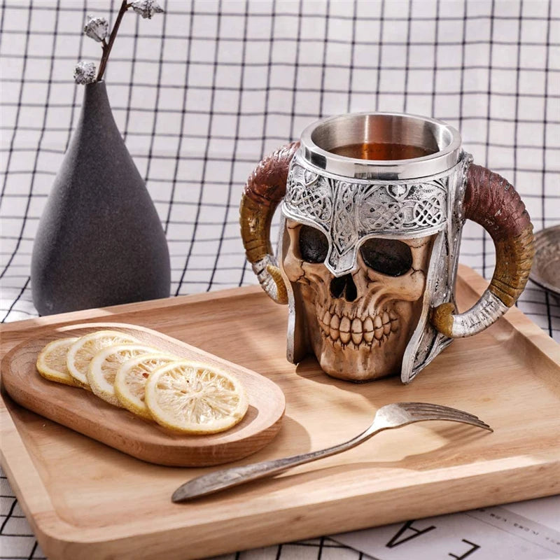 600ml Viking Skull Ceramic Tiki Mug – Coffee & Tea Cup Novelty Ceramic Mug HIP