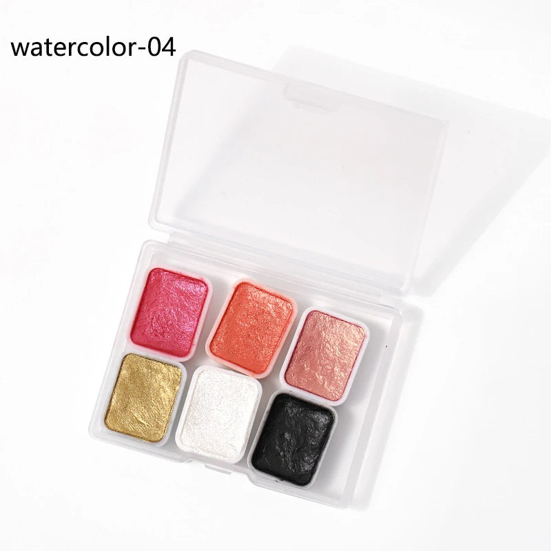 6/12pc Nail Art Pigment Set Painting Flowers Watercolor Paint Charming Mirror Glitter Powder Blooming Shimmer Solid Dust HIP 04-6 Colors