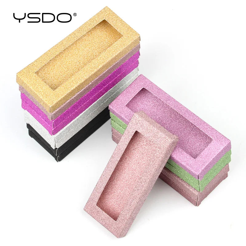 YSDO Wholesale Eyelash Boxes 50 PCS Packing For Lashes Blank Box Multi-Color Paper Eyelashes Case Makeup Flash Package Cilios HIP