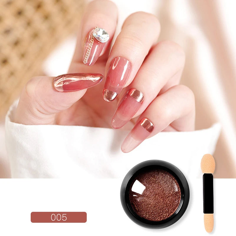 1g/box Transparent Nail Glitter Mirror Aurora Neon Powders Dust Chameleon Nail Art chromium Pigment Dipping Powder Decoration HIP 005