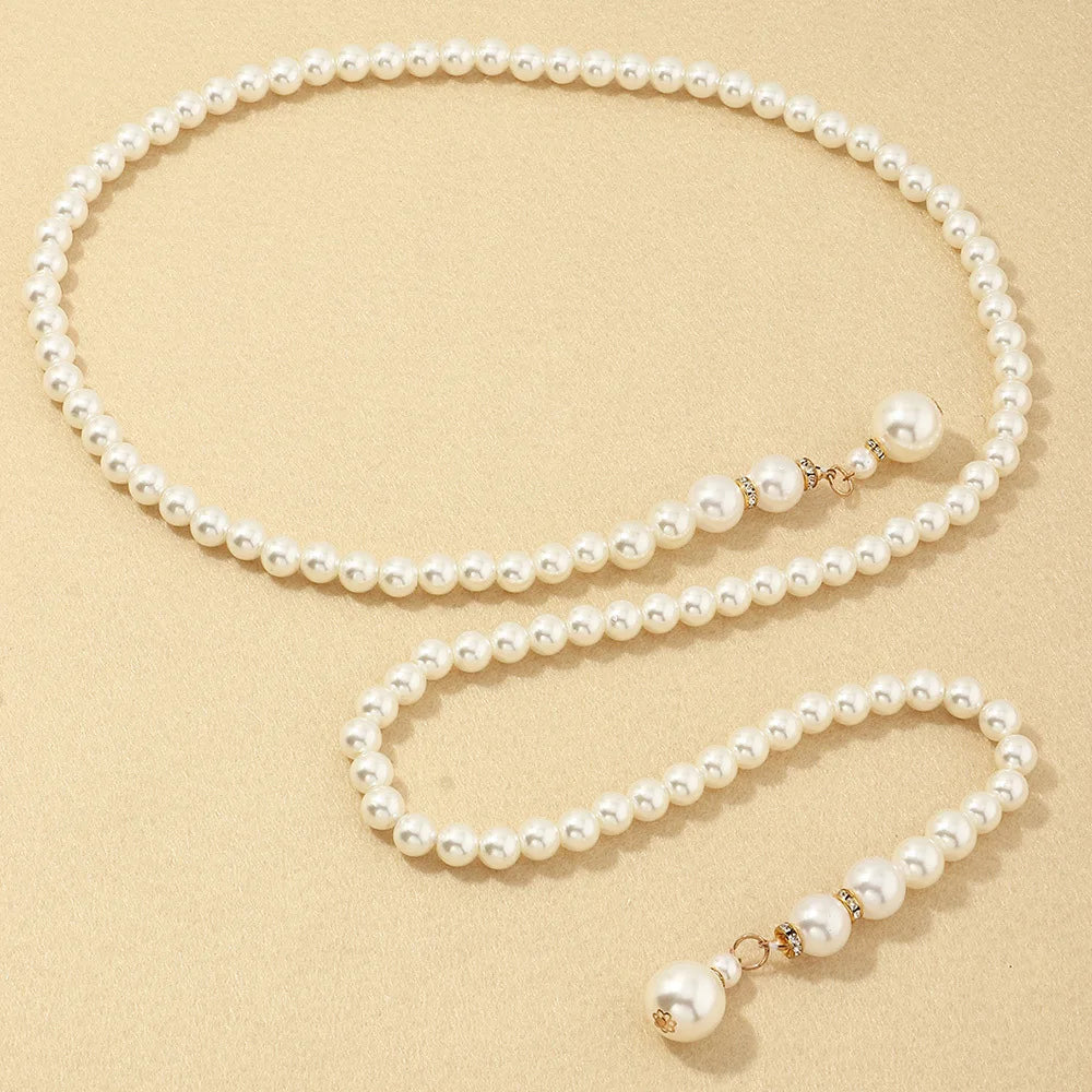 Women's Pearl Waist Chain Belt – Boho Body Jewelry for Dresses Pearl Waist Chain Belt HIP