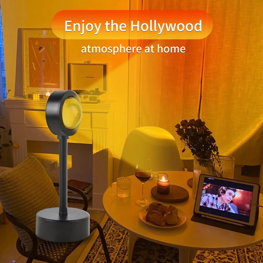 USB Sunset Lamp Sunset Projector Mood Light Living Room Bedroom Night Light Room Decor Bar Atmosphere Photography Background HIP