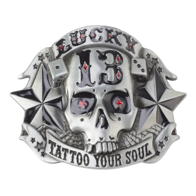 MYMC Skull Skeleton Belt Buckle – Punk Rock Western Style Metal Belt Buckle HIP B Not include belt