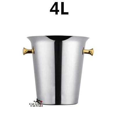 Stainless Steel Ice Bucket 2L/4L – European Wine Chiller Stainless Steel Ice Bucket HIP Gold Ear 4L
