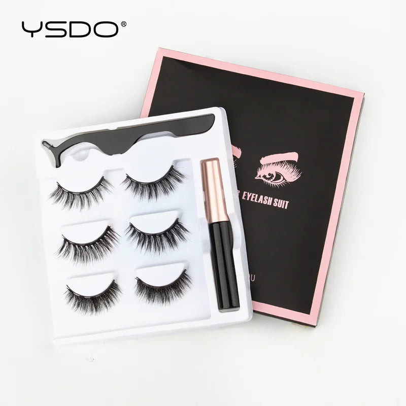 1/3/4 Pcs Magnetic Eyelashes Natural Long 3D Mink Lashes Makeup Soft Magnetic False Eyelashes Eyeliner Tweezers Sets Fake Lashes HIP 3pairs-6D-03M