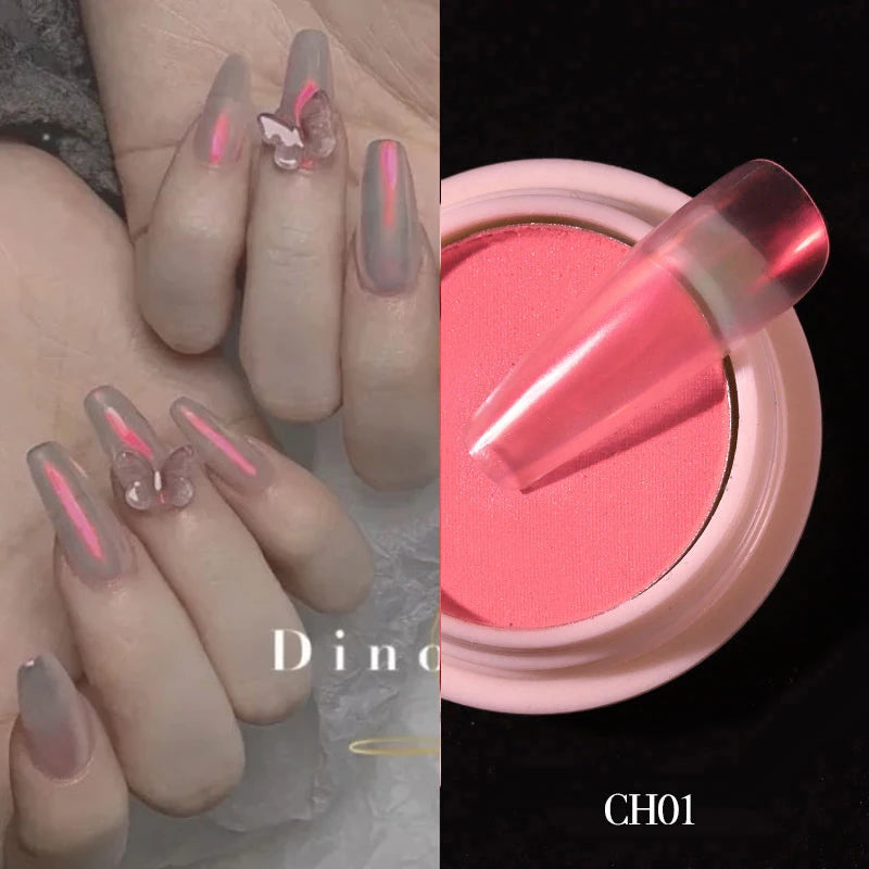 1g/box Transparent Nail Glitter Mirror Aurora Neon Powders Dust Chameleon Nail Art chromium Pigment Dipping Powder Decoration HIP CH01
