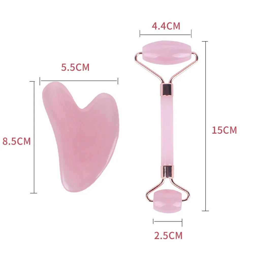 Pink Resin Face Roller & Gua Sha Massage Set | CAMMUO Facial Roller Set HIP