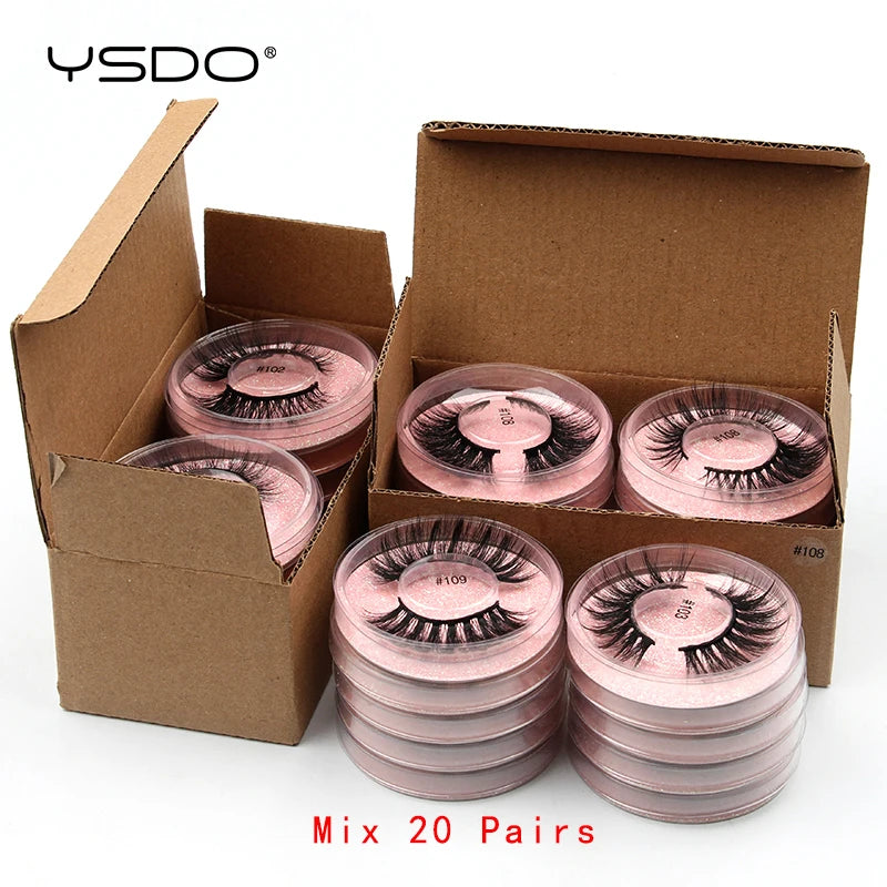 4/10/20/50/100 PAIRS Wholesale Eyelashes Natural Soft Mink Eyelashes 3D Mink Lashes Volume Cilios Makeup Faux Cils In Bulk HIP 20pairs-1YPK Lashes United States