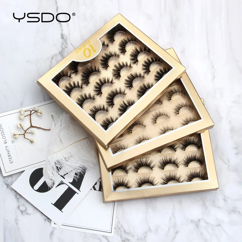 YSDO Eyelashes 3/5/10 Pairs Makeup Wispy 3D Mink Lashes Natural Long False Eyelashes Thick Fake Lashes Maquiagem Strip Faux Cils HIP