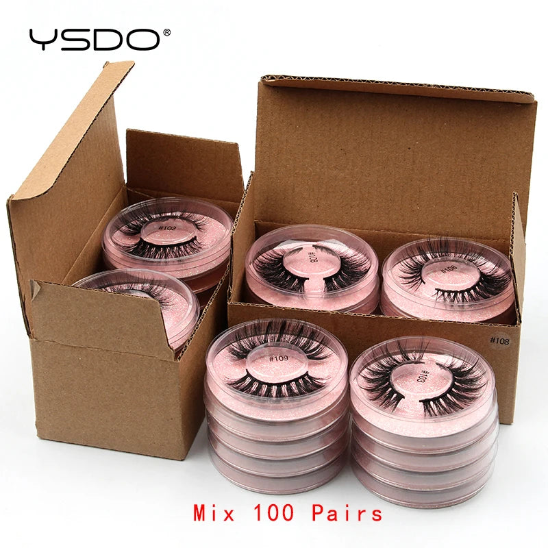 4/10/20/50/100 PAIRS Wholesale Eyelashes Natural Soft Mink Eyelashes 3D Mink Lashes Volume Cilios Makeup Faux Cils In Bulk HIP 100pairs-1YPK Lashes United States