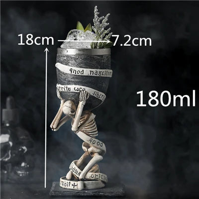 180ml Skull Tiki Mug – Resin & Stainless Steel Halloween Cup Novelty Tiki Mug HIP 1pcs 180-600ml