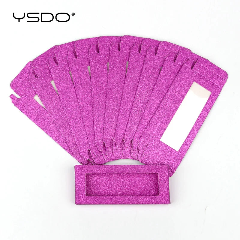 YSDO Wholesale Eyelash Boxes 50 PCS Packing For Lashes Blank Box Multi-Color Paper Eyelashes Case Makeup Flash Package Cilios HIP Purple