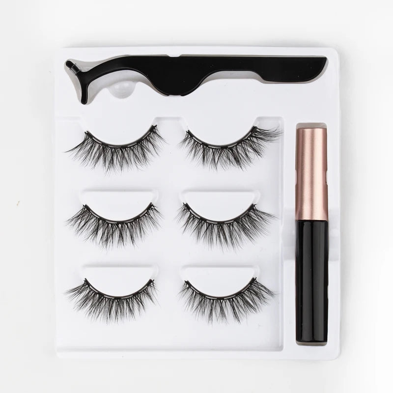 Magnetic Lashes 3D Mink Eyelashes Waterproof Lasting Magnet Liquid Eyeliner Set Magnetic Eyelashes Thick Natural False lashes HIP 6D-03-M