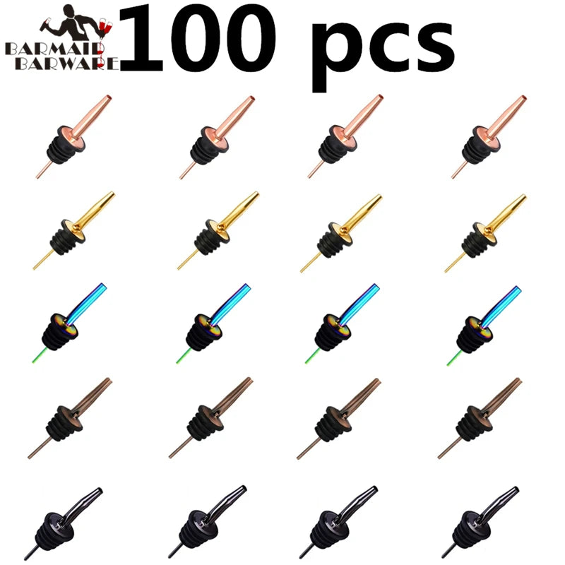 100-Pack Stainless Steel Bottle Pour Spouts – Bar Tool Set Bottle Pour Spout Set HIP