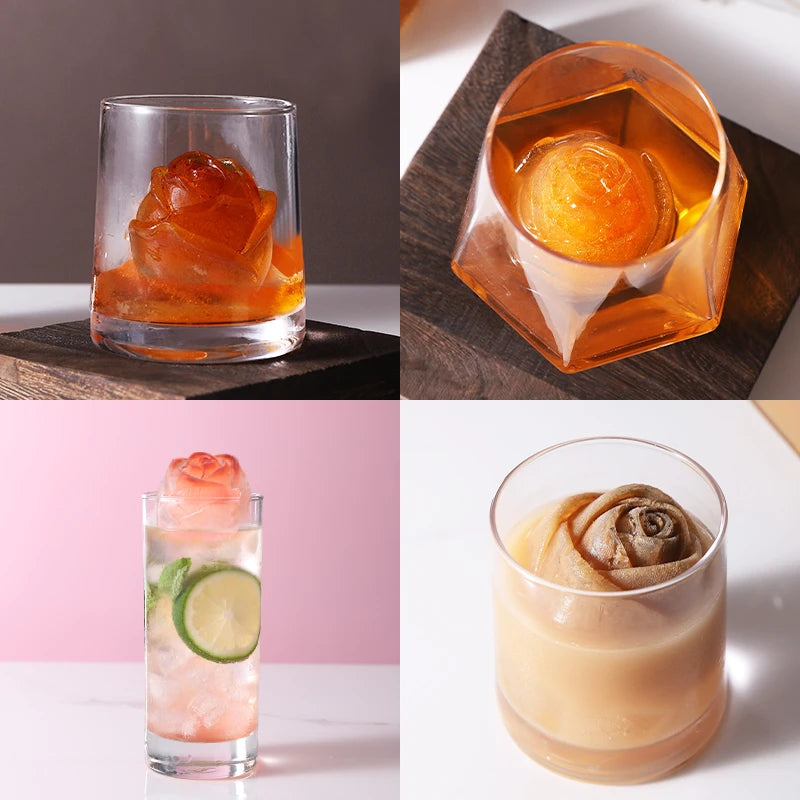 3D Rose Silicone Ice Cube Mold – Whiskey & Cocktail Maker Silicone Ice Mold HIP