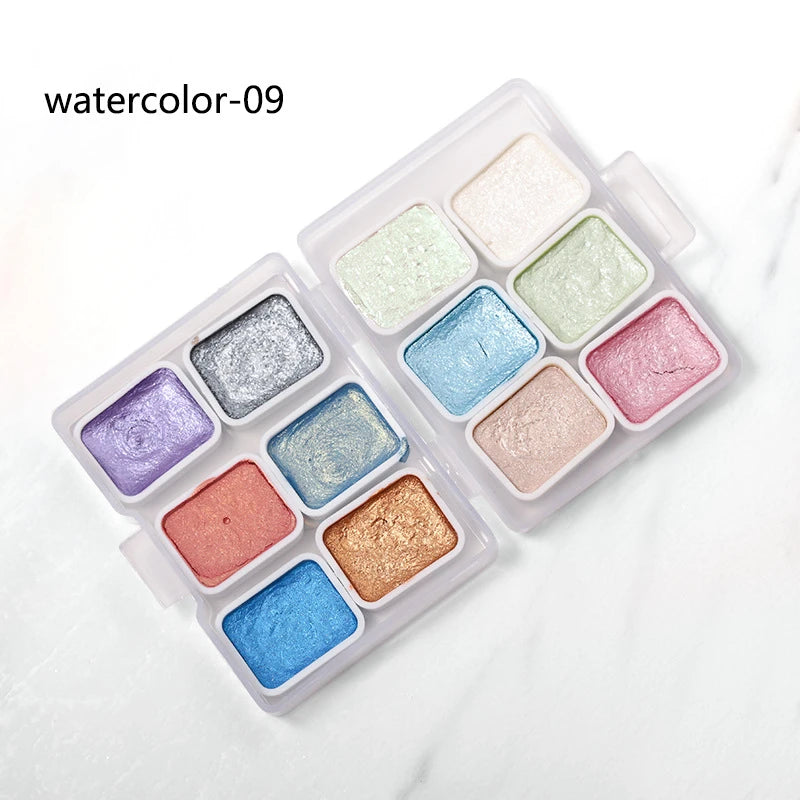 6/12pc Nail Art Pigment Set Painting Flowers Watercolor Paint Charming Mirror Glitter Powder Blooming Shimmer Solid Dust HIP 09-12 Colors