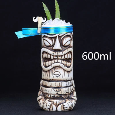 600ml Ceramic Tiki Mug – Bone China Cocktail & Beer Cup Ceramic Tiki Mug HIP 1pcs 501-600ml