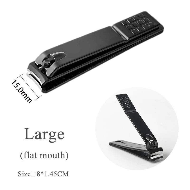 Professional Stainless Steel Nail Clipper Travel Fingernail Cutting Trimmer Machine Toenail Scissors Nipper Plier Pedicure Tool HIP Large Black 1Pcs