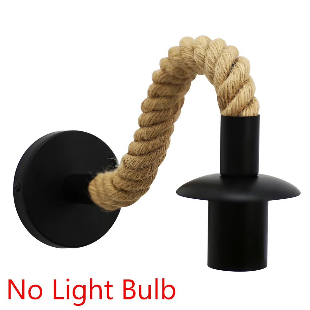Vintage Hemp Rope E27 Wall Sconce | Industrial Retro Lamp Wall Sconce Light HIP Not include bulb