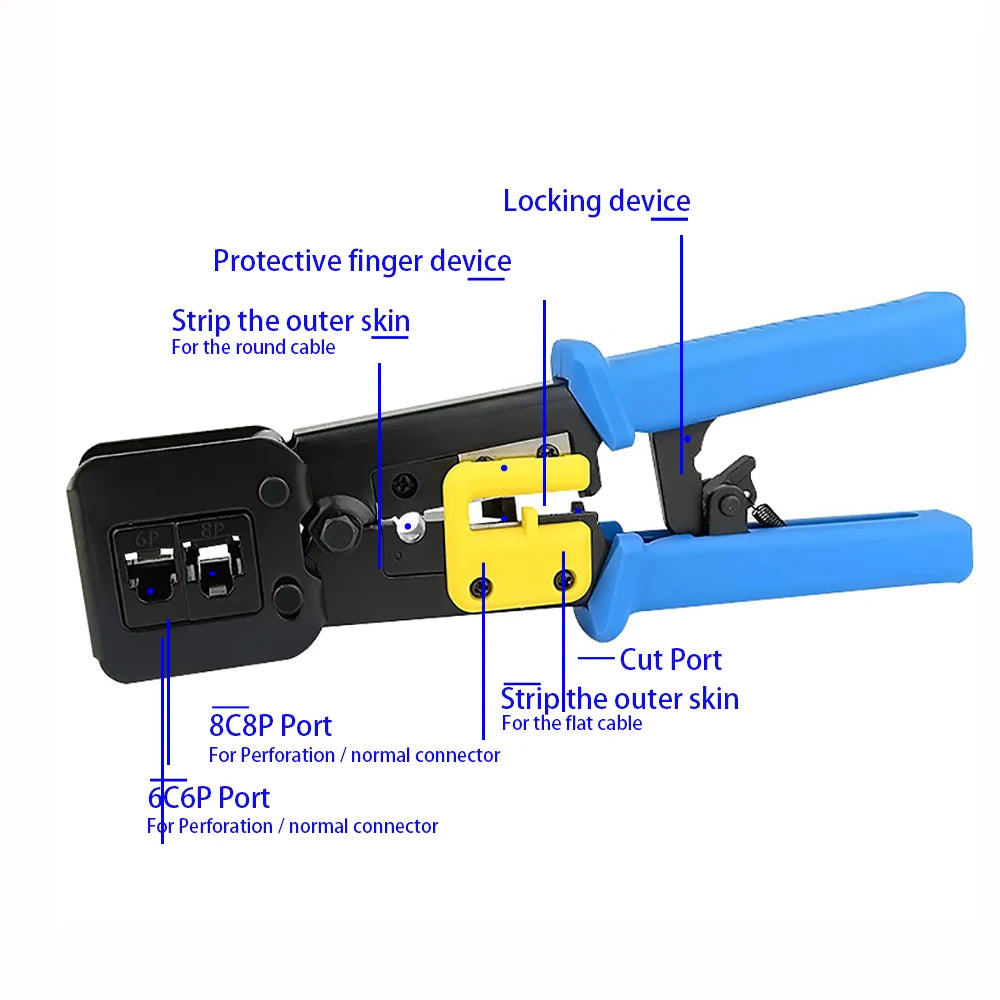 RJ45 Crimper Tool – CAT5 CAT6 RJ12 8P8C Network Cable Pliers Network Crimping Tool HIP