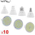 10-Pack GU10 MR16 E27 E14 LED Spotlight Bulbs 220–240V | YNL LED Spotlight Bulbs HIP Cold White GU10 220V 7W 60LEDS