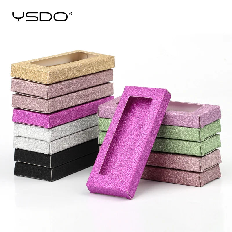 YSDO Wholesale Eyelash Boxes 50 PCS Packing For Lashes Blank Box Multi-Color Paper Eyelashes Case Makeup Flash Package Cilios HIP