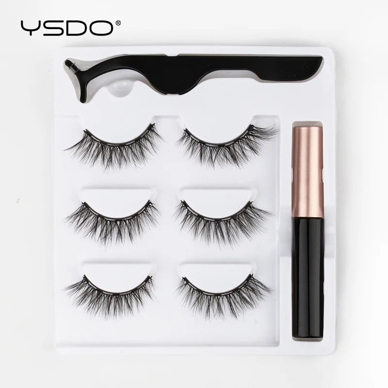 Magnetic Eyelashes 3D Mink Eyelashes Makeup Magnetic Lashes Eyeliner Tweezers Set Natural False Lashes Short Faux Cils HIP