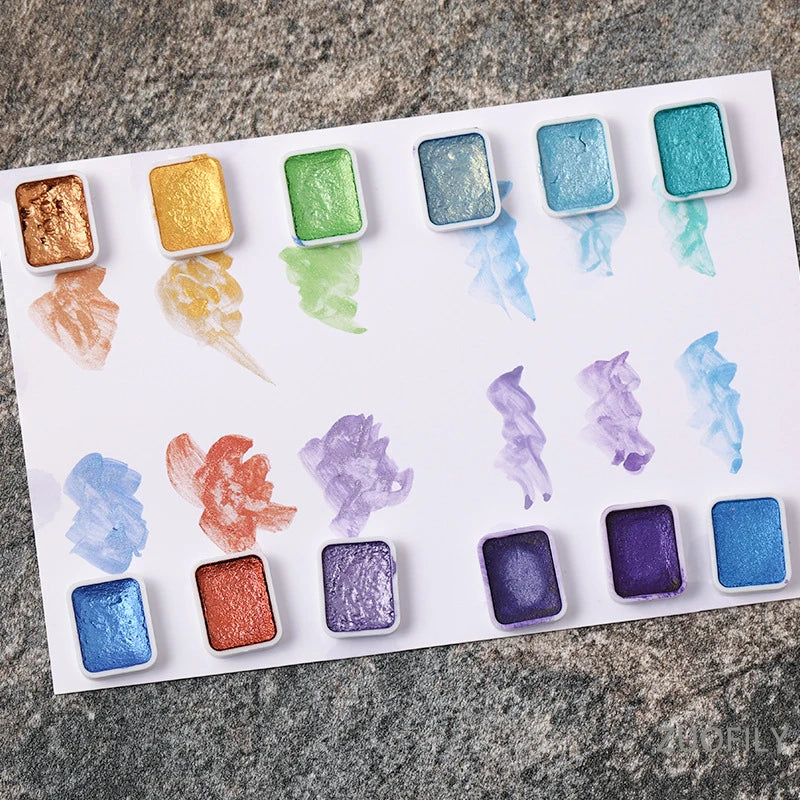 6/12pc Nail Art Pigment Set Painting Flowers Watercolor Paint Charming Mirror Glitter Powder Blooming Shimmer Solid Dust HIP