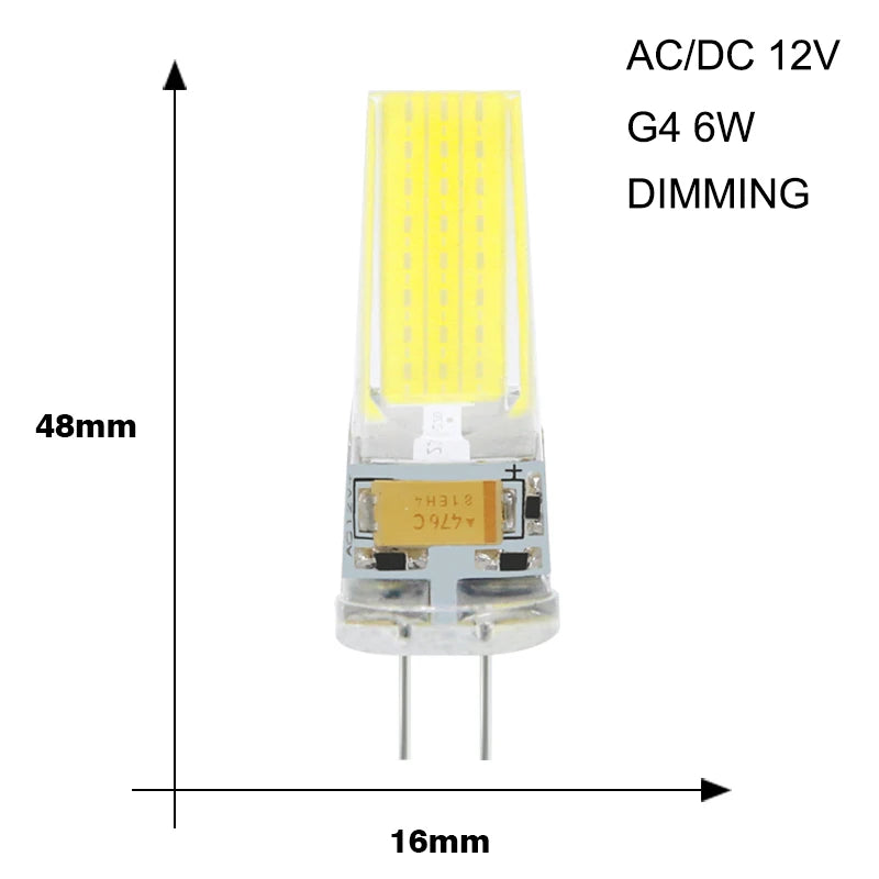 10-Pack G4 COB LED Bulbs 3W 6W 12V 220V – Halogen Replacement LED Spotlight Bulb HIP G4 AC DC 12V 6W Cold White